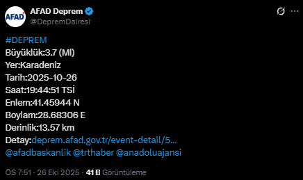 İstanbul'da hissedilen bir deprem meydana geldi İstanbul'da hissedilen bir deprem meydana geldi