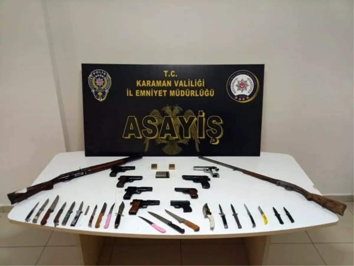 Karaman\'da Asayiş Uygulamaları: Uyuşturucu ve Silah Ele Geçirildi