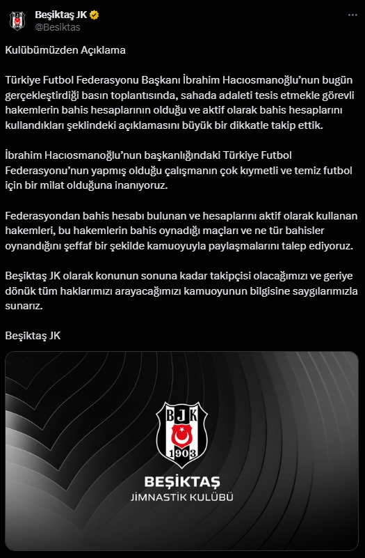 Süper Lig devlerinden bahis skandalı sonrası ilk açıklama Süper Lig devlerinden bahis skandalı sonrası ilk açıklama