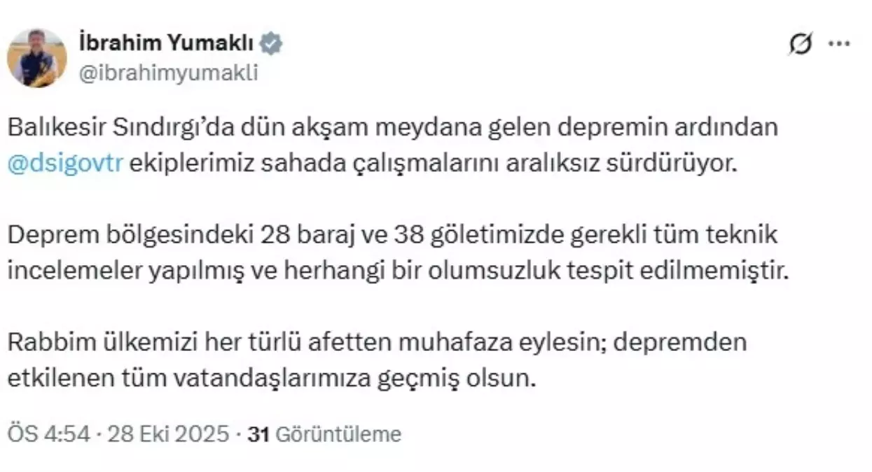 Sındırgı\'daki Depremde Barajlar Güvende