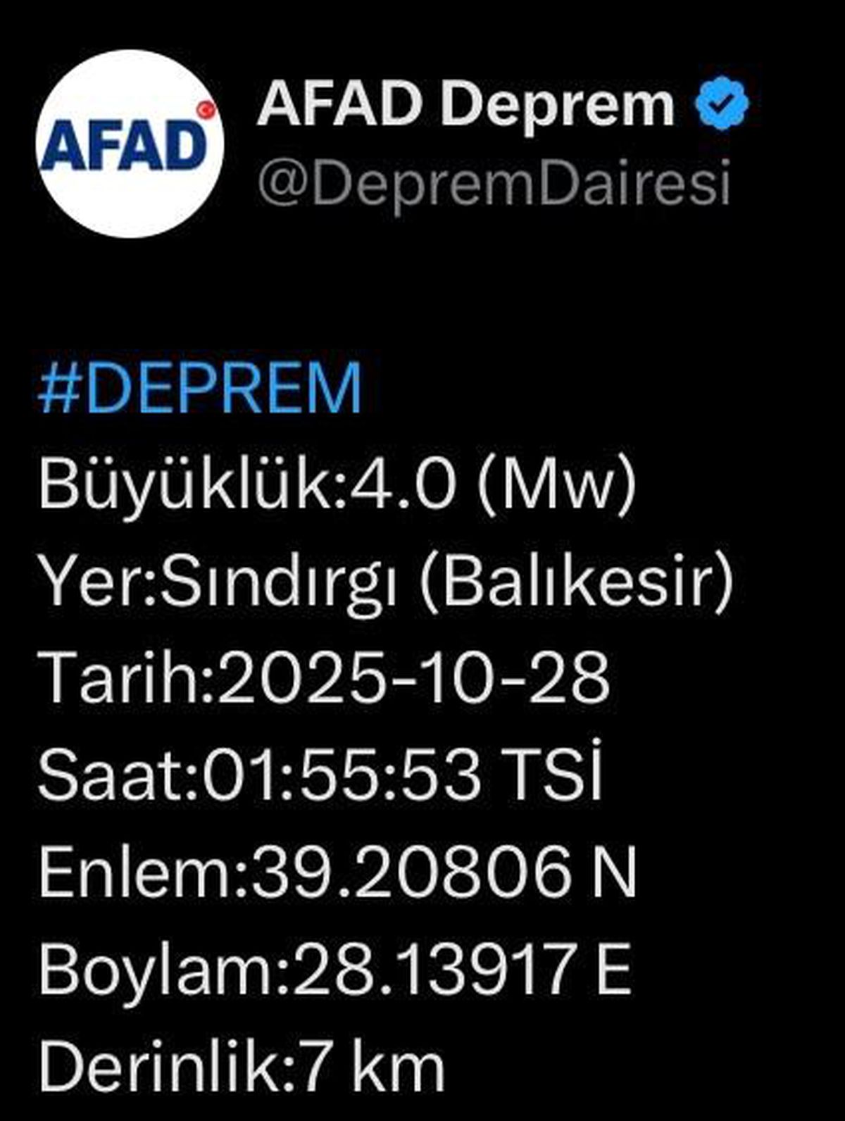 Sındırgı\'da 4 Büyüklüğünde Deprem