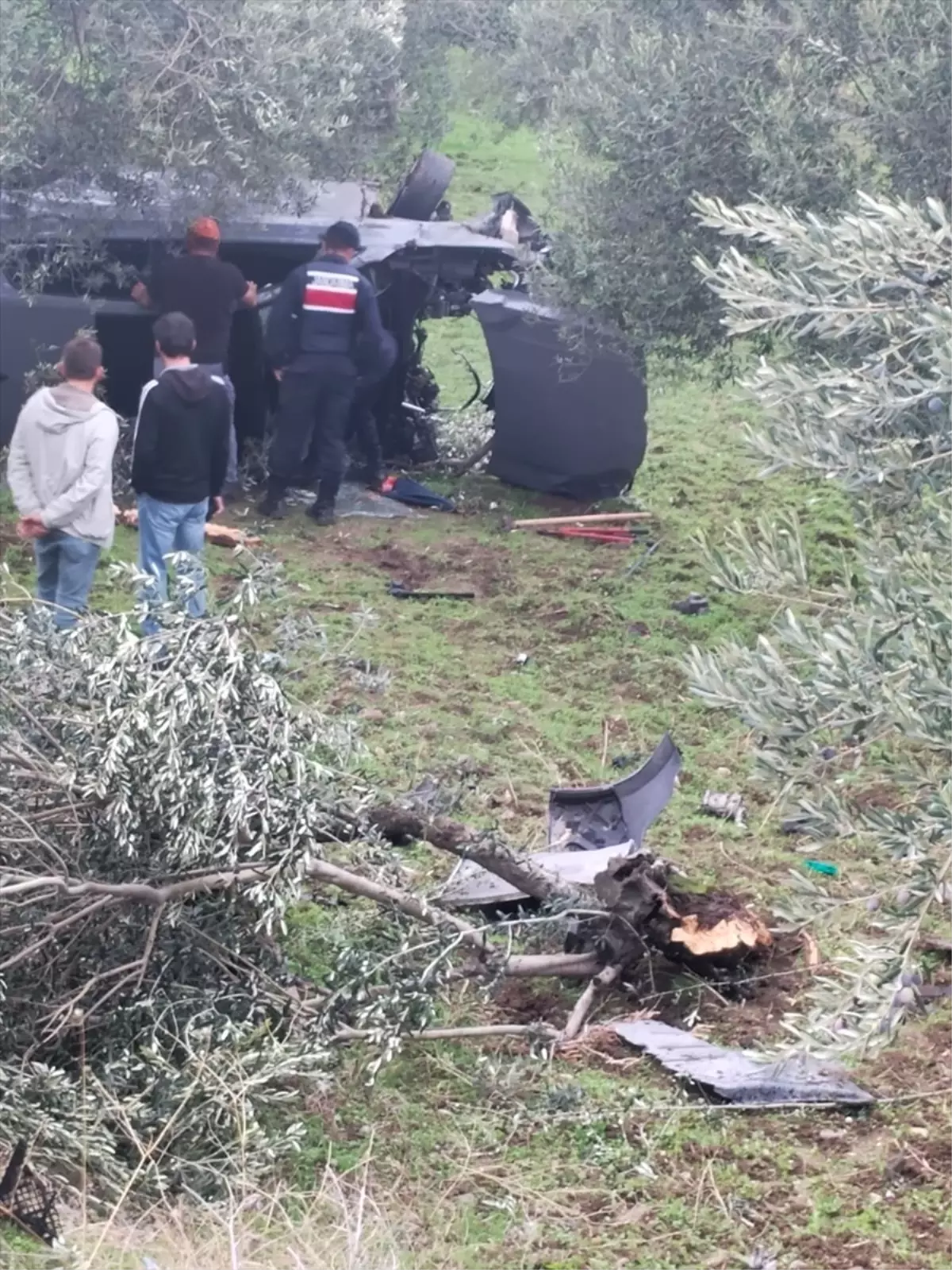 Havran\'da Otomobil Zeytinliğe Devrildi: 2 Yaralı