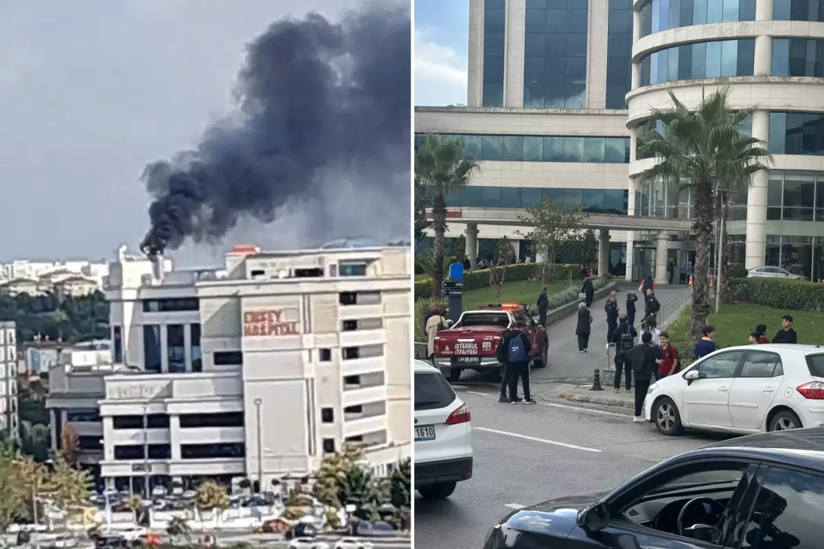 İstanbul\'da hastanede korkutan yangın! Dumanlar gökyüzüne yükseldi