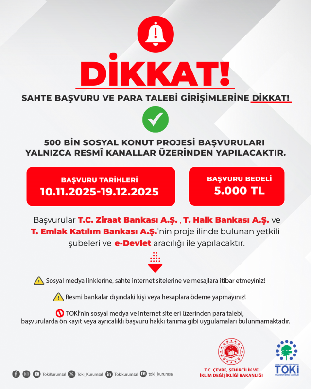 Sosyal konut projesine başvuracaklar aman dikkat! TOKİ'den uyarı geldi Sosyal konut projesine başvuracaklar aman dikkat! TOKİ'den uyarı geldi