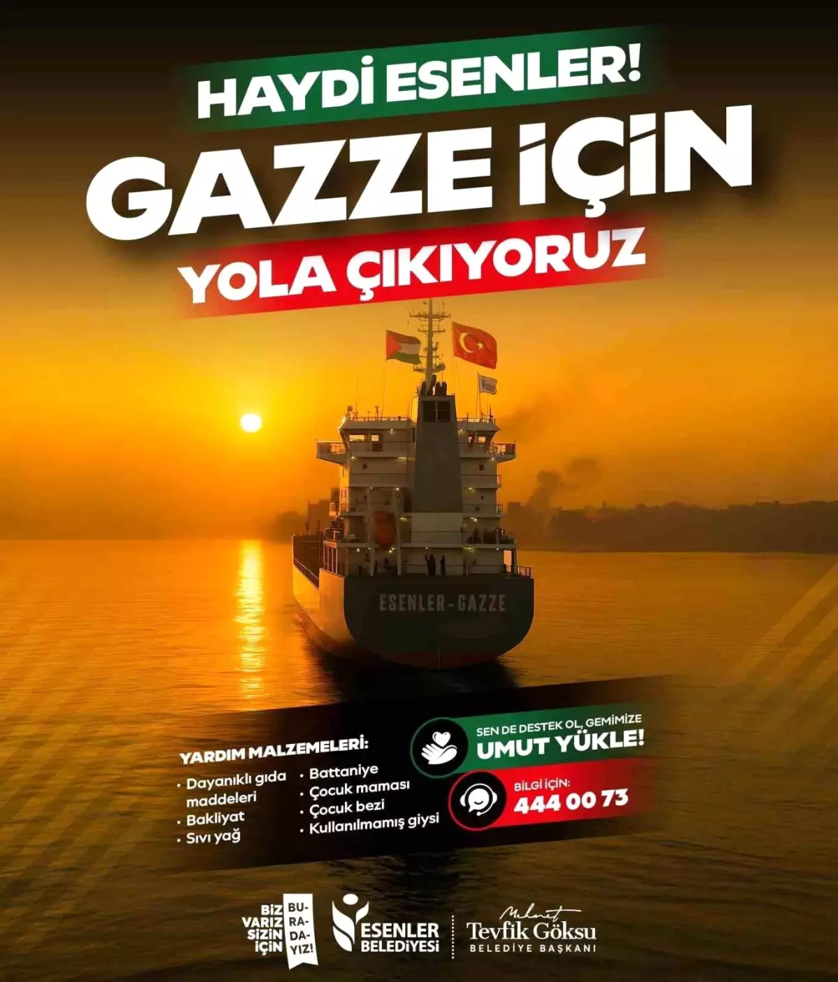 Esenler Belediyesi\'nden Gazze\'ye Yardım Gemisi