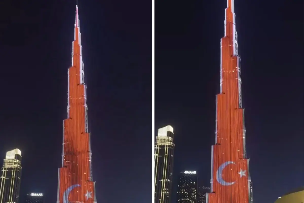 Dünyanın en yüksek gökdeleni Türk bayrağı ile aydınlatıldı