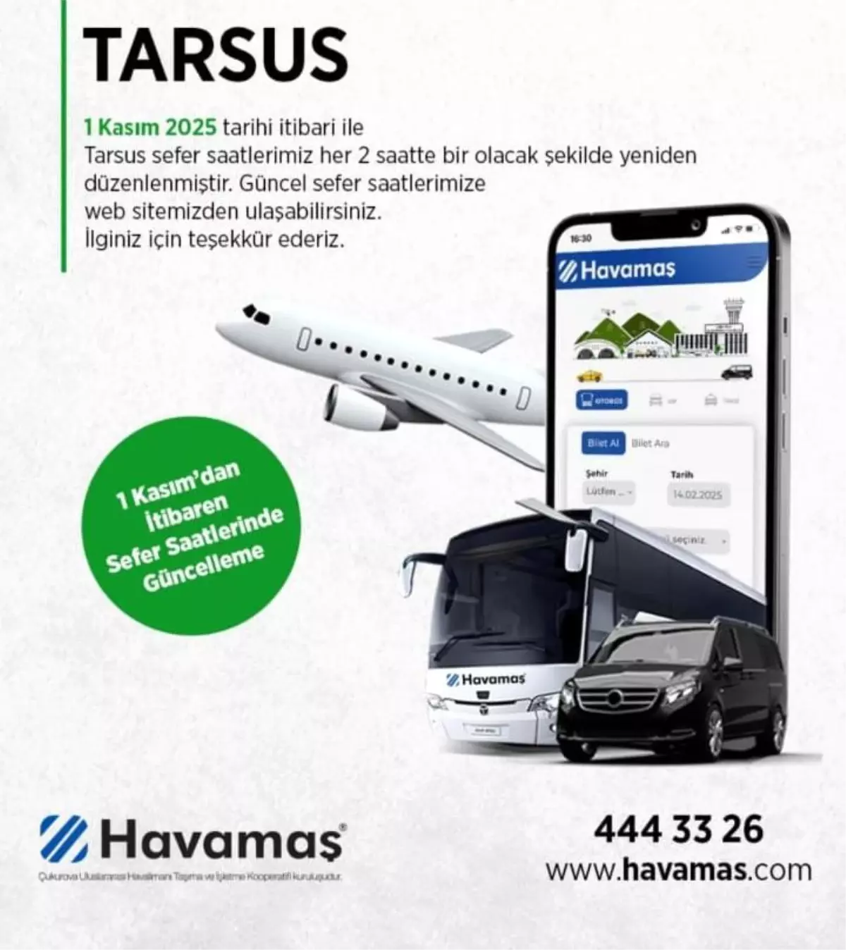 Havamaş Sefer Saatlerinde Güncelleme!