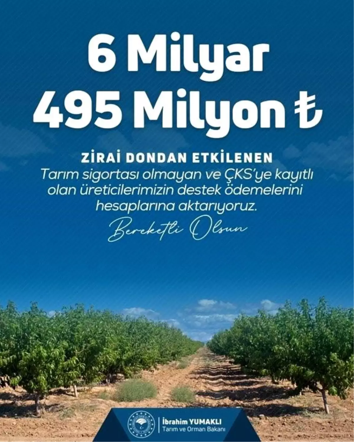 Çiftçilere 20,4 Milyar Lira Zirai Don Desteği