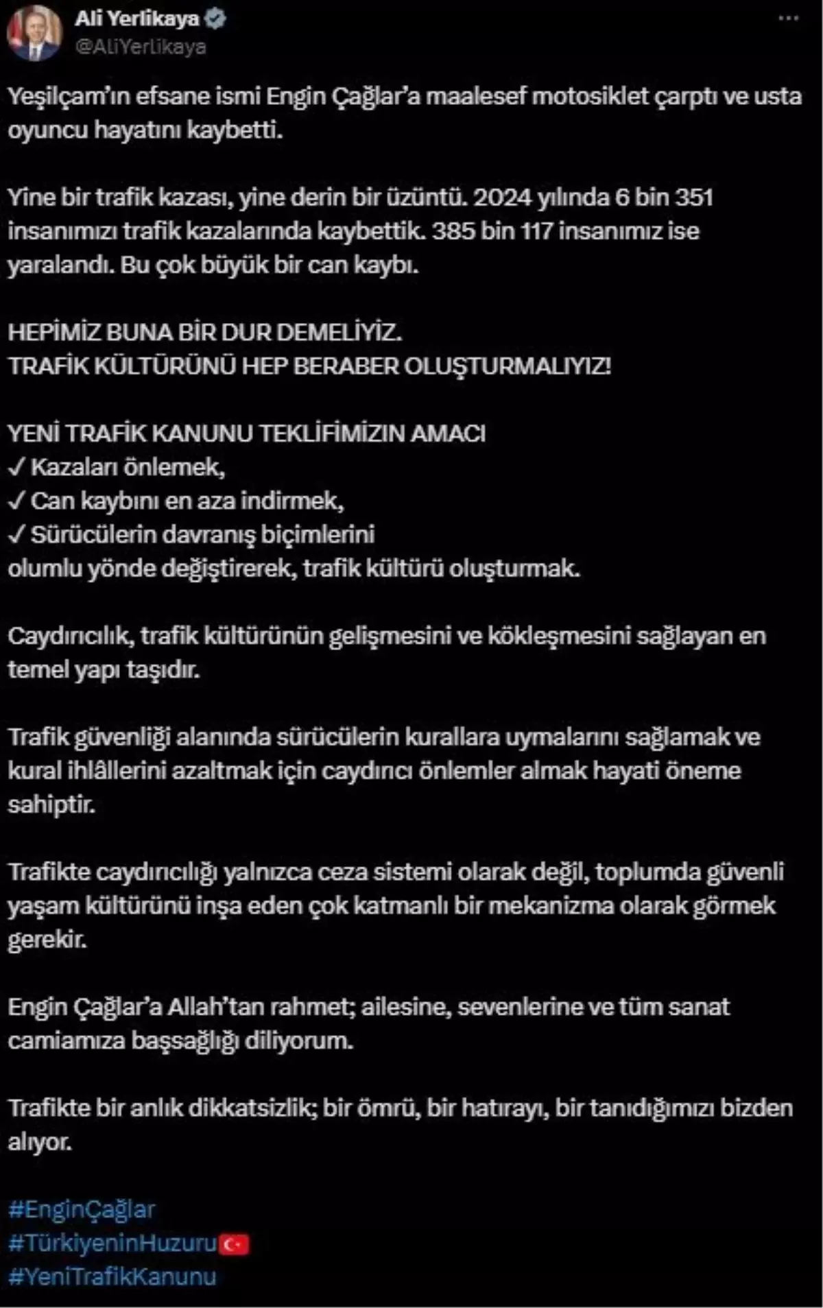 İşte 2024 yılının trafik kazası bilançosu! Açıklanan sayılar yürekleri yaktı