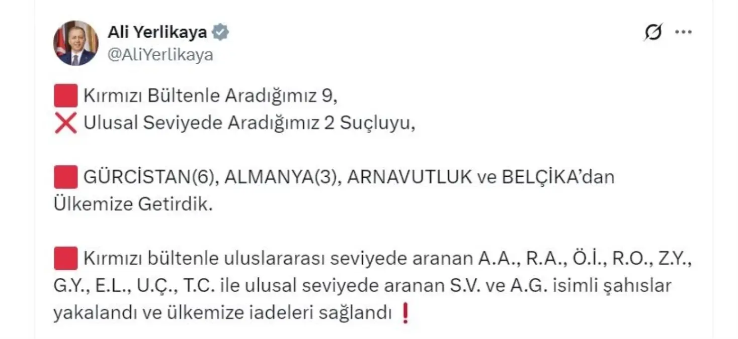 11 Suçlu Türkiye\'ye İade Edildi