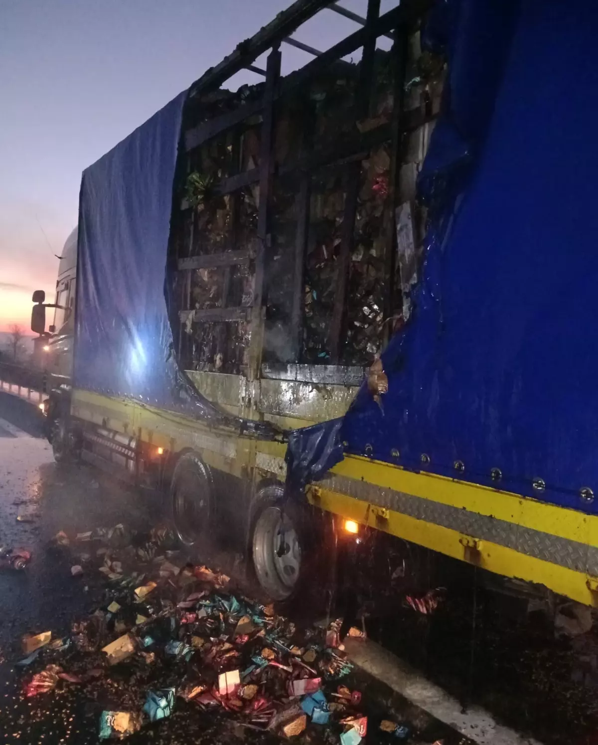 Bolu\'da Kuruyemiş Yüklü TIR\'da Yangın