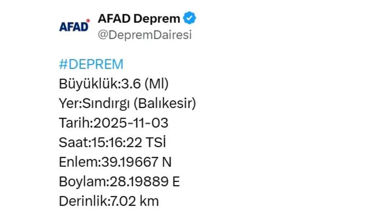 Balıkesir Sındırgı\'da 4.9 Büyüklüğünde Deprem