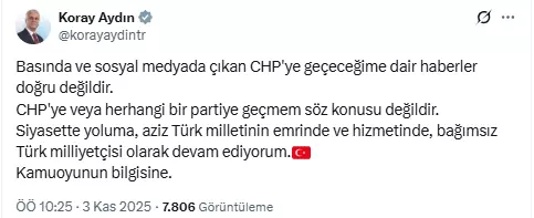 CHP'ye geçeceği söylenen Koray Aydın kararını verdi CHP'ye geçeceği söylenen Koray Aydın kararını verdi