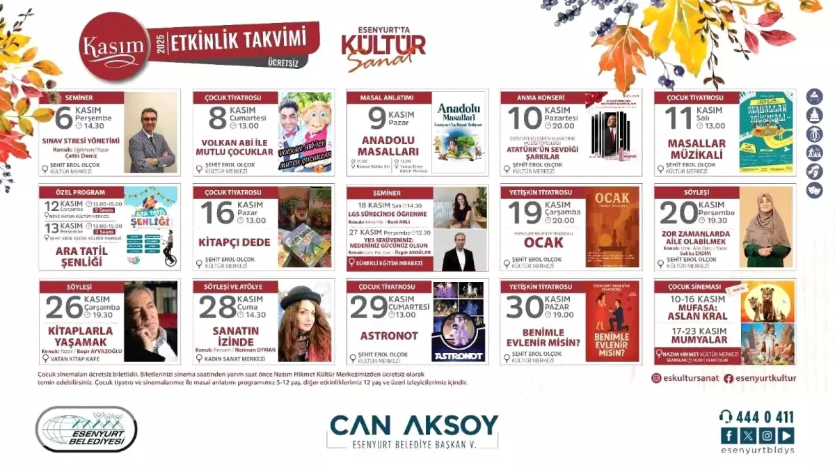 Esenyurt\'ta Kasım Ayı Kültür ve Sanat Etkinlikleri Başlıyor