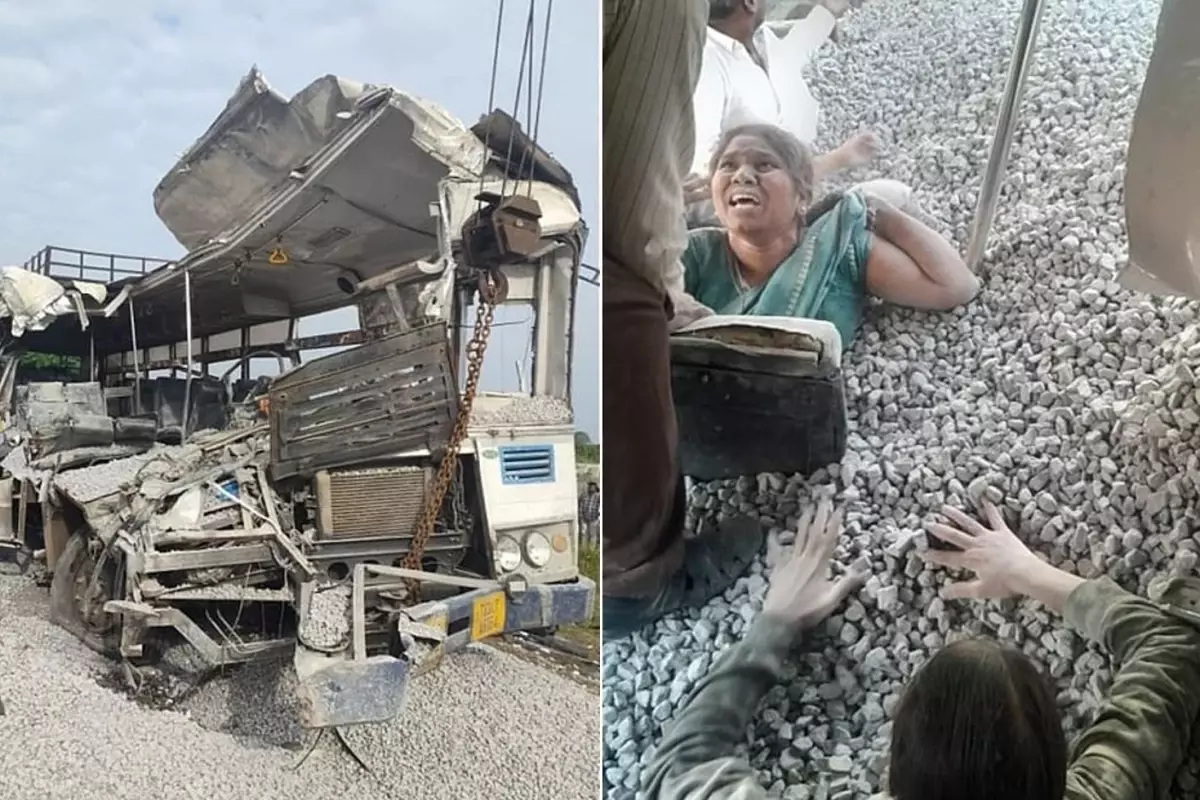 Otobüs ve çakıl yüklü kamyon çarpıştı: 20 ölü! Bazı yolcular çakıla gömüldü