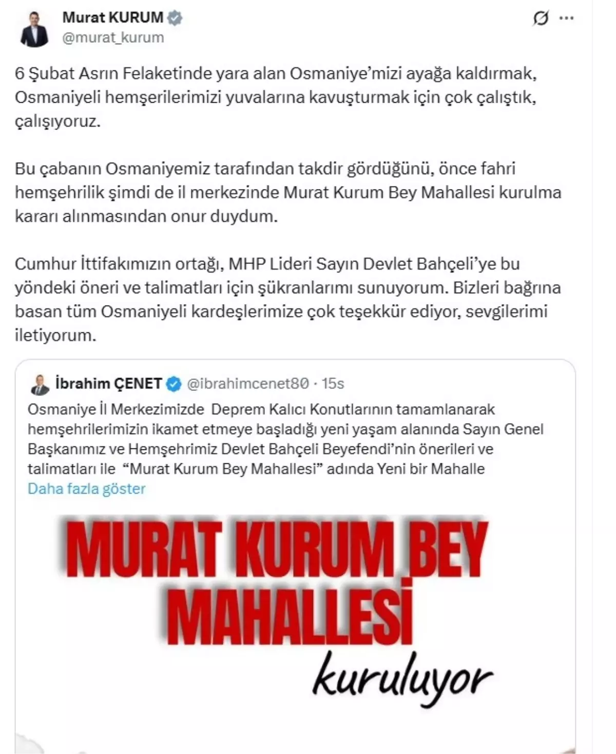 Bahçeli talimat verdi! AK Partili bakanın adı mahalleye veriliyor