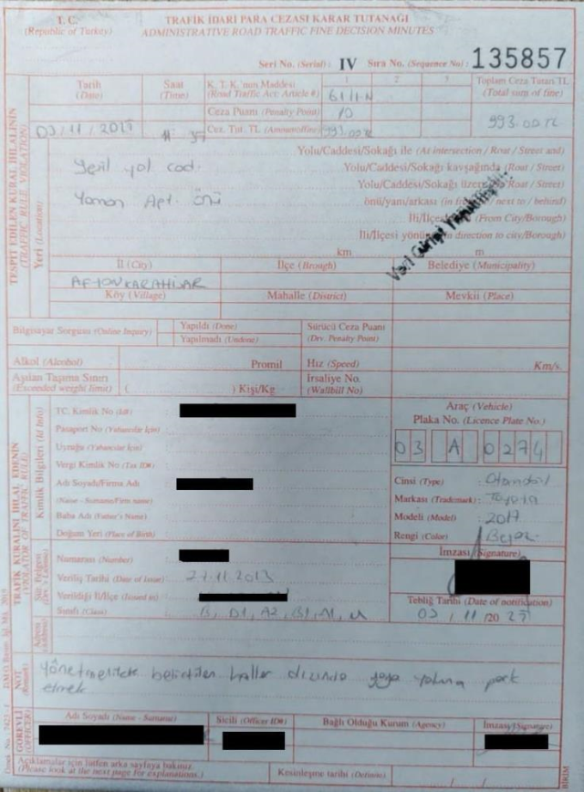 Vatandaş ihbar etti, ekip otosunu ceza kesildi