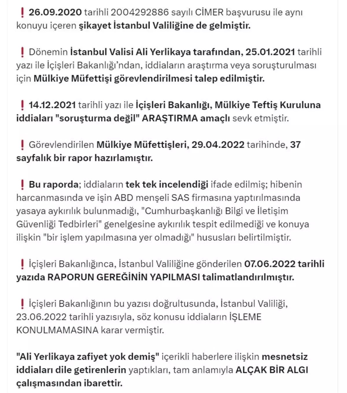 Yerlikaya\'dan Zafiyet Açıklaması