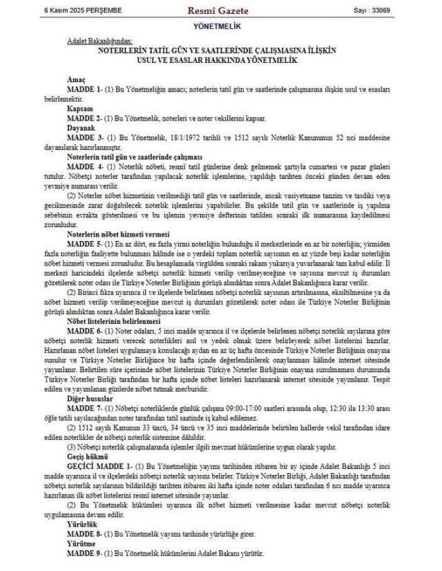 Noterlikte yeni dönem! Hafta sonu nöbetleri zorunlu olacak