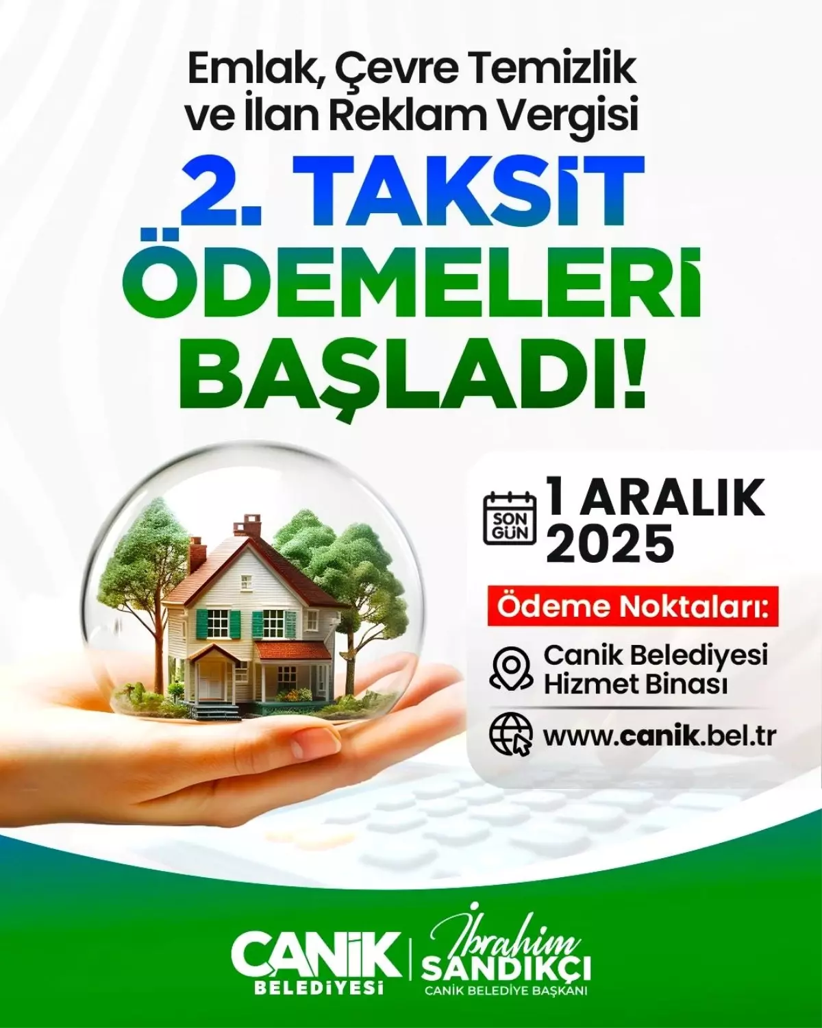 Canik Belediyesi\'nden Emlak Vergisi Ödeme Tarihleri Açıklandı