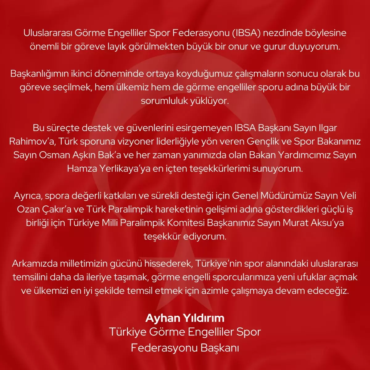 Ayhan Yıldırım IBSA Yönetim Kurulu\'na Seçildi