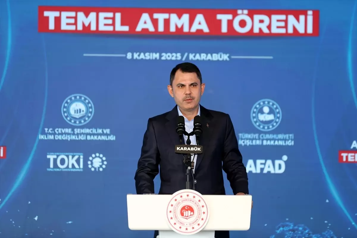 Bakan Kurum, Karabük\'te afet konutları temel atma töreninde konuştu Açıklaması