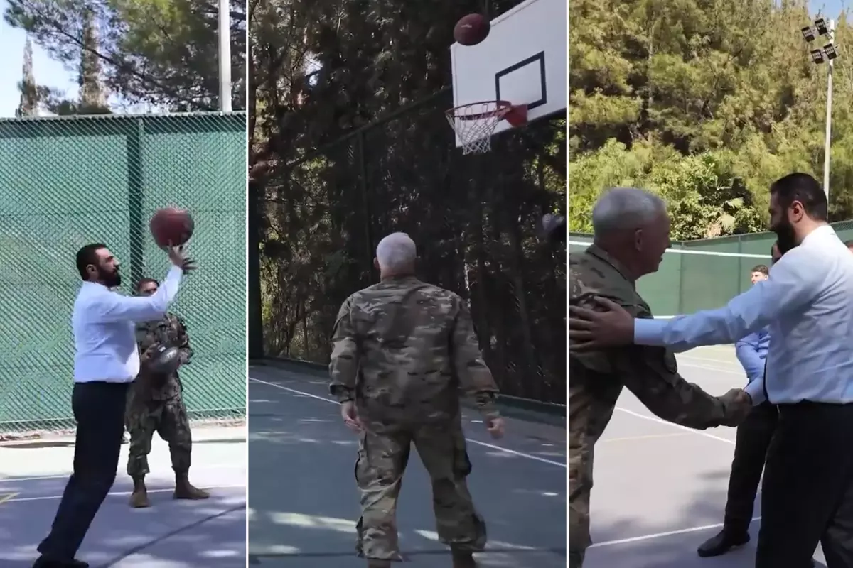 Dünya bu görüntüleri konuşuyor! Şara, ABD\'li subaylarla basketbol oynadı