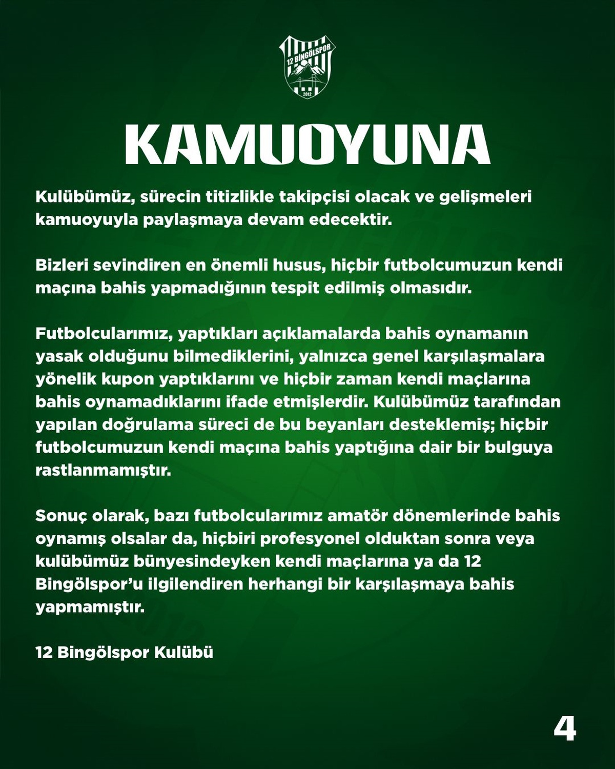 Bingölspor\'da Bahis Soruşturması Sonucu