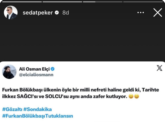 Sedat Peker, Furkan Bölükbaşı konusunda tavrını belli etti Sedat Peker, Furkan Bölükbaşı konusunda tavrını belli etti