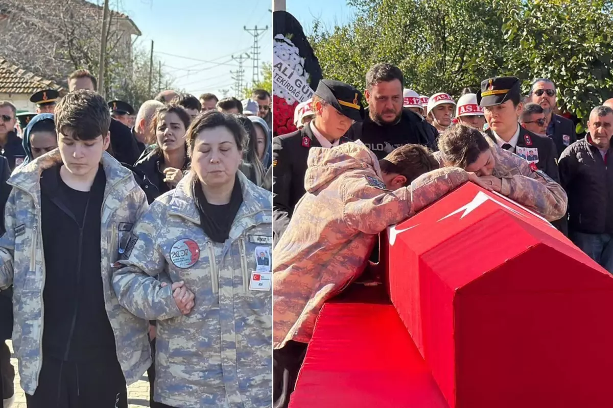 Babaya son veda! Anne ve oğlu, şehidi parkasıyla uğurladı
