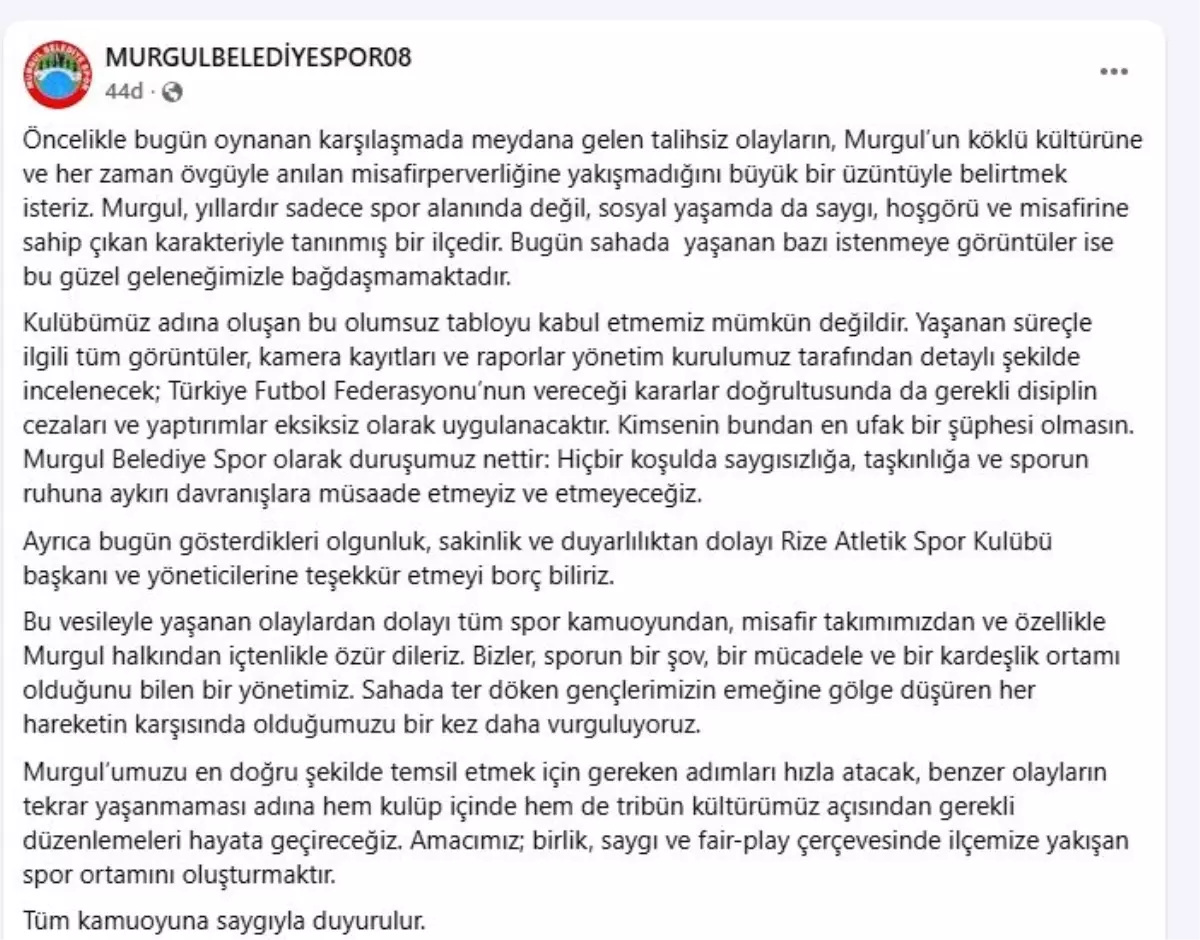 Murgul-Rize Maçında Şiddet Olayı