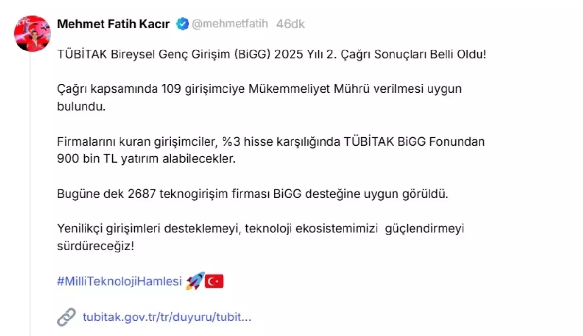 TÜBİTAK BiGG 2025 Çağrısı Sonuçlandı