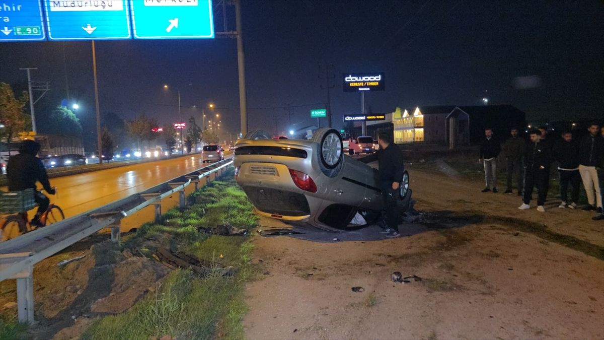 İnegöl\'de Takla Atan Araçta 2 Yaralı