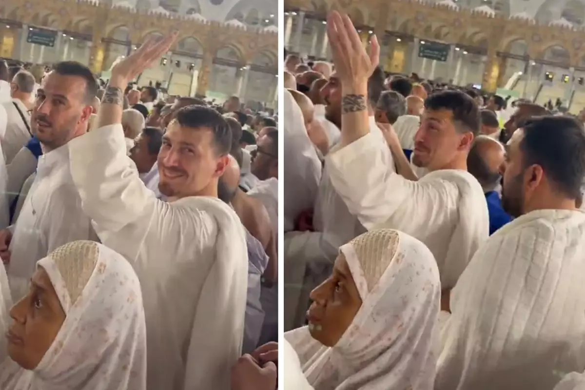 Mert Hakan Yandaş\'ı umre ziyaretinde gören bir kişi yaptığıyla pes dedirtti