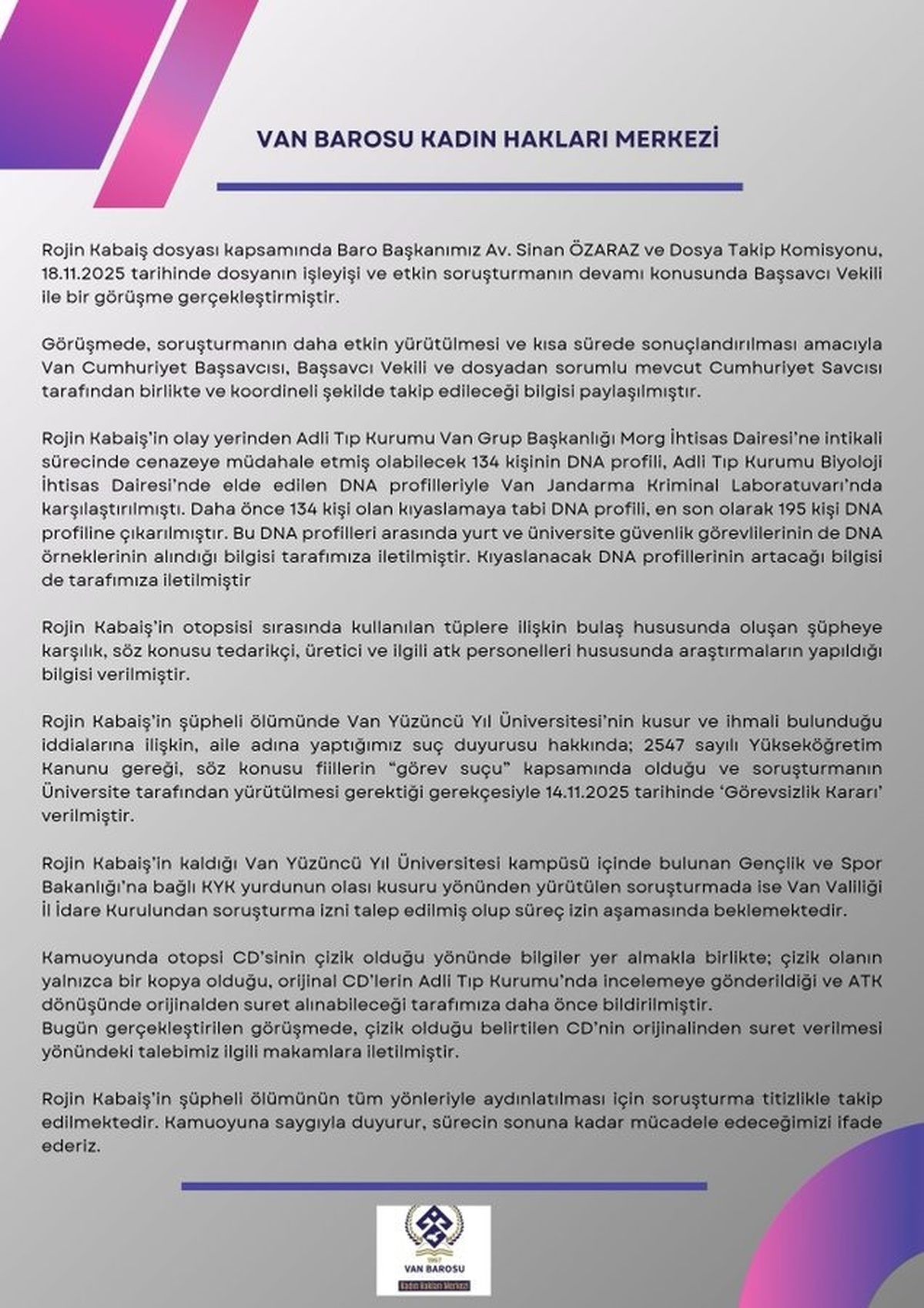Rojin Kabaiş\'in Ölümü: DNA Profil Sayısı 195\'e Çıktı