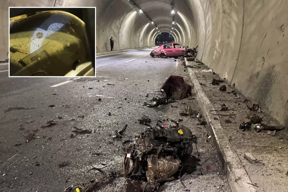 Tünelde feci kaza! Takılı kalan hız kadranı her şeyi anlatıyor