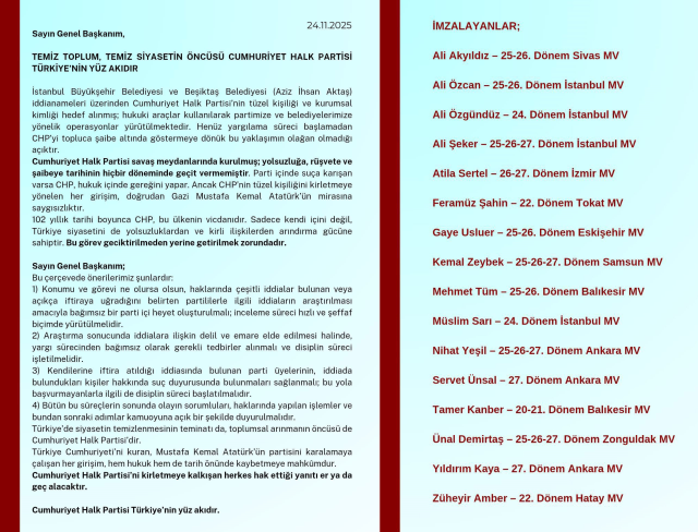 CHP'den Özel'e bir mektup daha! 16 kişinin imzası var