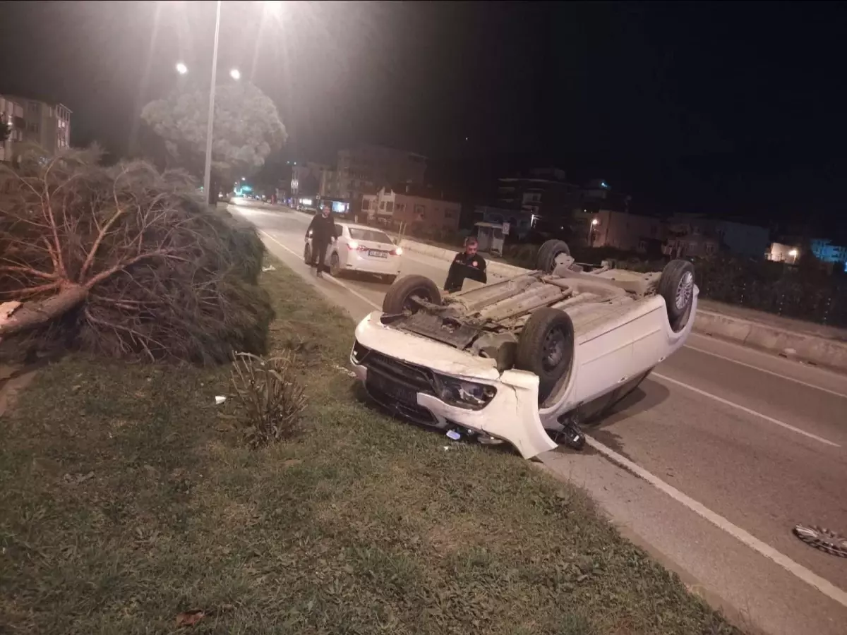 Samsun\'da otomobil kaza yaptı, sürücü yaralandı