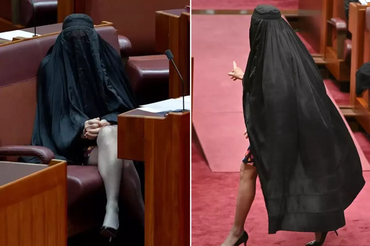 Avustralyalı senatörden provokatif eylem! Kara çarşafla Meclis\'e geldi