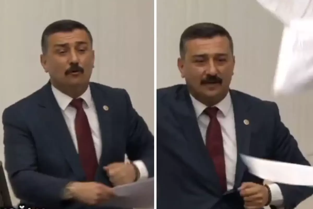 TBMM\'de Fatih Altaylı protestosu! Elindeki kağıtları fırlattı