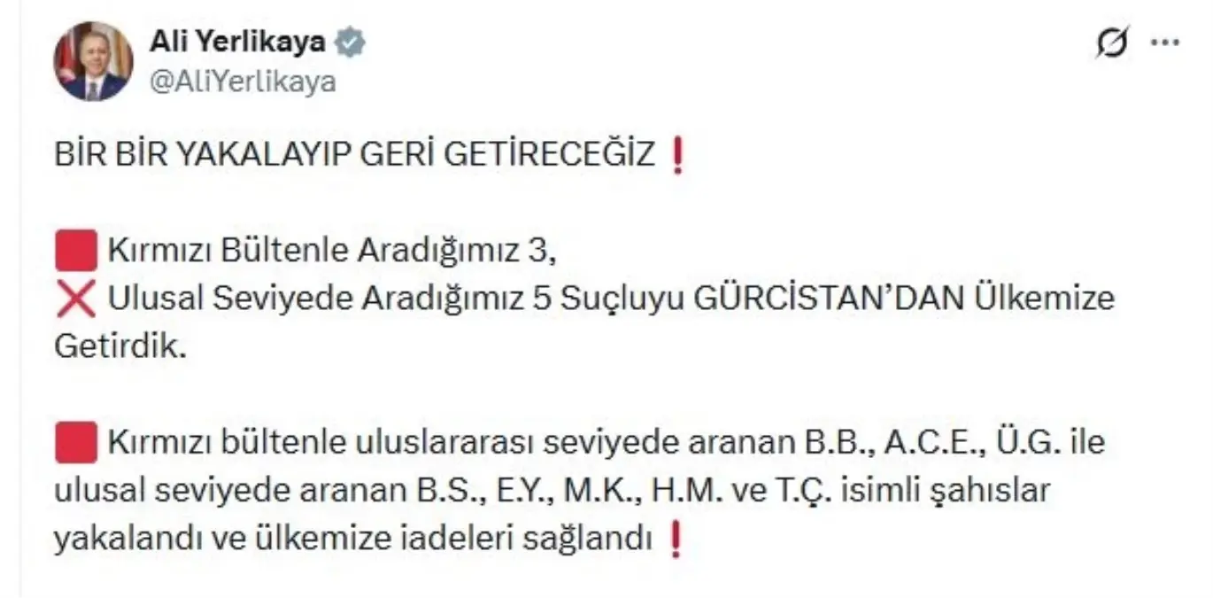 Gürcistan\'da Yakalanan Suçlular Türkiye\'ye İade Edildi