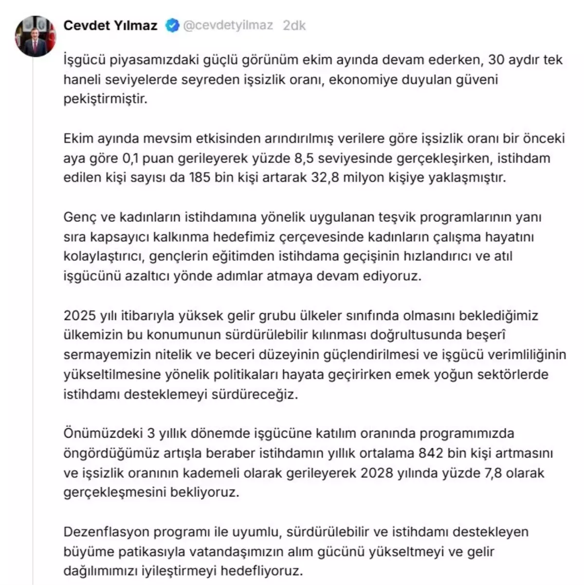 İşsizlik Oranı Ekim\'de Yüzde 8,5!