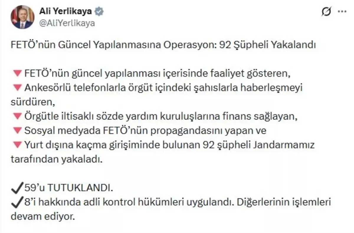 FETÖ Operasyonunda 92 Şüpheli Yakalandı