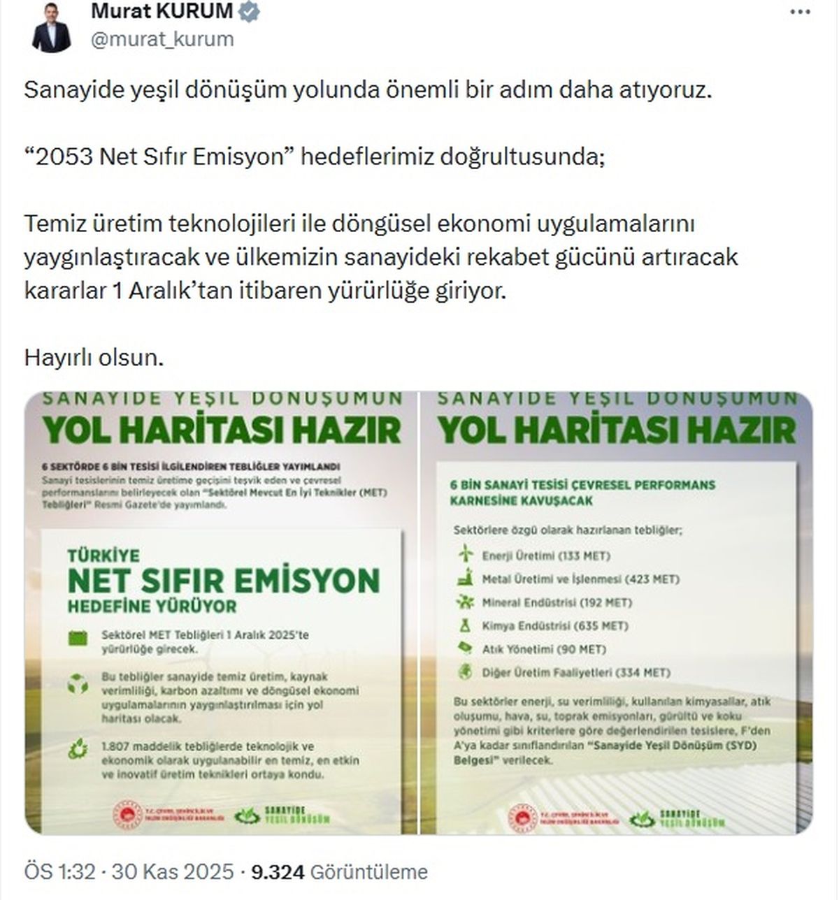 Sanayide Yeşil Dönüşüm Başlıyor