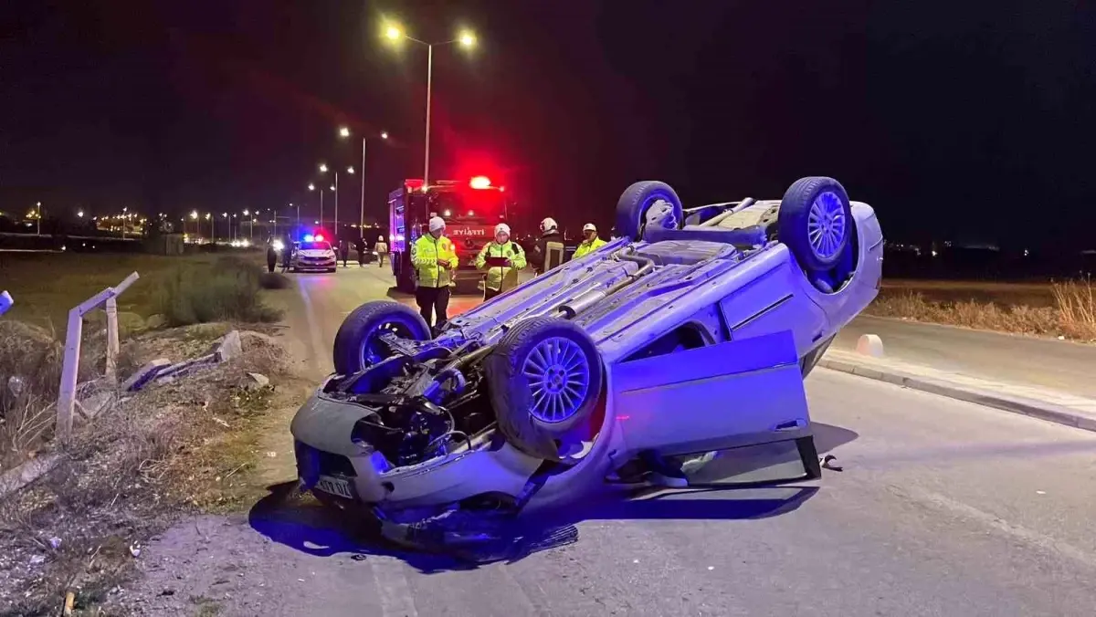 Karaman\'da Kontrolden Çıkan Otomobil Takla Attı