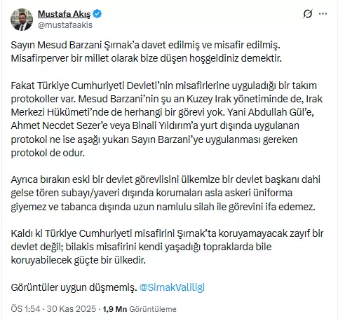 Barzani'nin uzun namlulu peşmergelerine Cumhurbaşkanı başdanışmanlarından peş peşe tepki