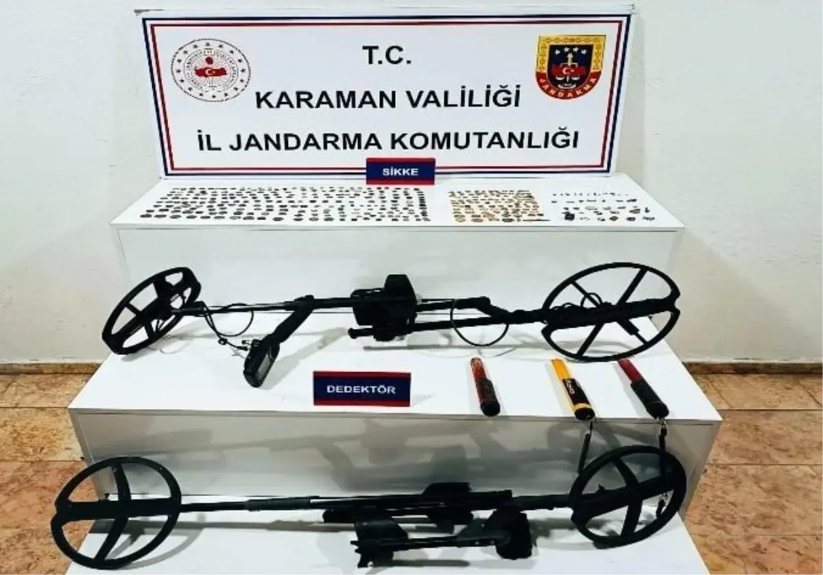 Karaman\'da Jandarma Uygulaması: 334 Tarihi Sikke ve Uyuşturucu Ele Geçirildi