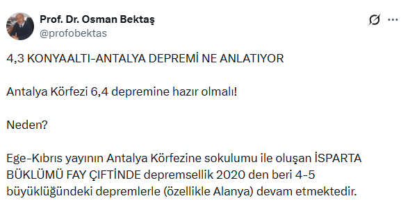 Profesörün '6.4'e hazır olun' dediği Antalya'da art arda 2 korkutan deprem