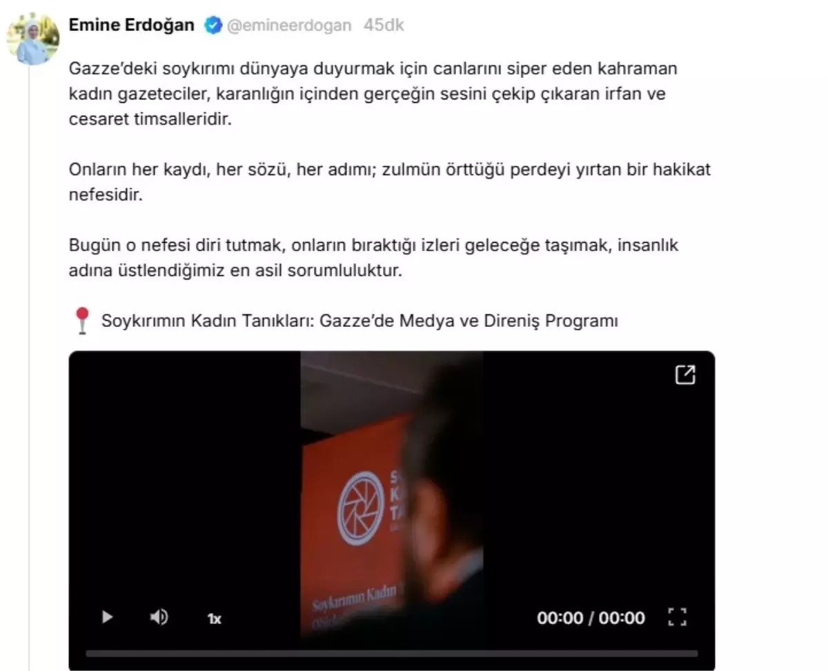 Emine Erdoğan\'dan Gazze\'deki Kadın Gazetecilere Destek