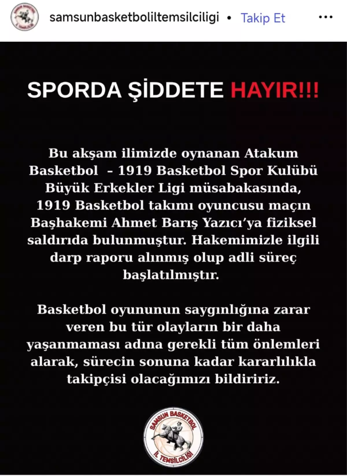 Basketbol maçında hakeme kafa attı